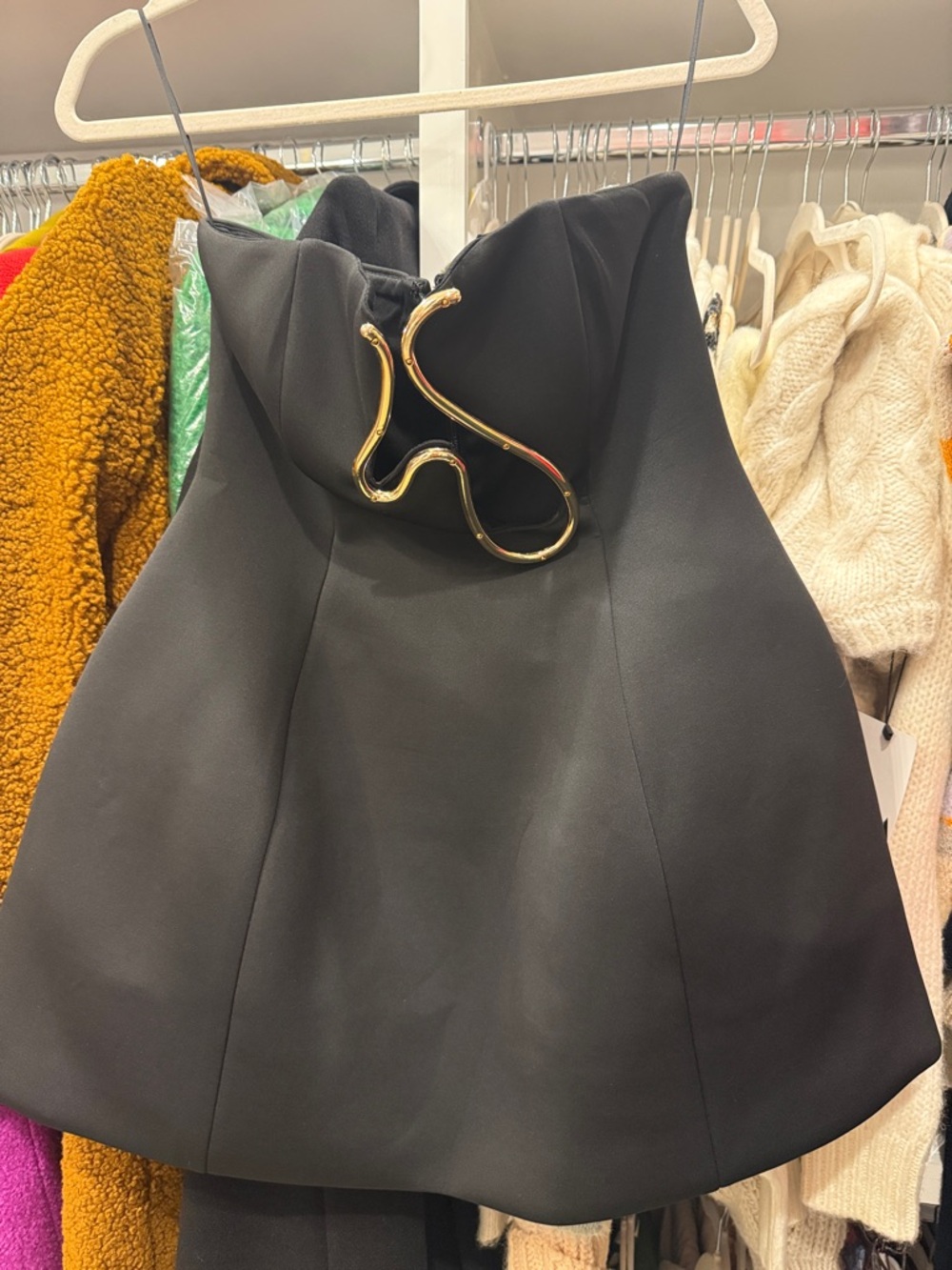 ASOS Black Strapless Mini Dress with Gold Accent